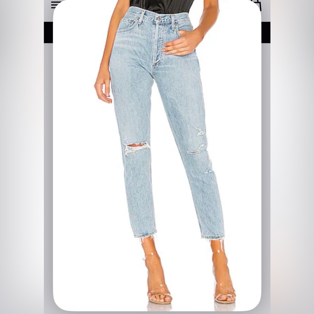 Agolde Classic High Rise Jeans Shakedown Distressed Button Fly Straight Slim